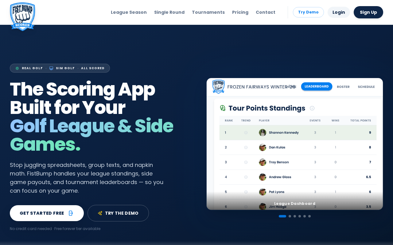 Fist Bump Scores - Golf League and Side Game Scoring App